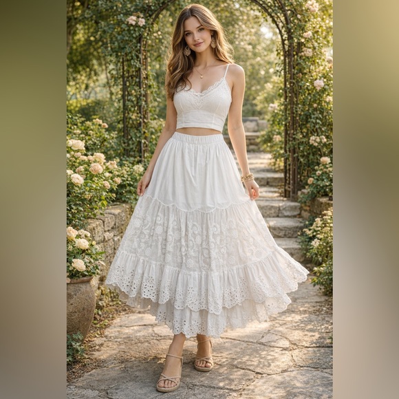 Abercrombie & Fitch Dresses & Skirts - (N5) Abercrombie & Fitch
Vintage embroidered skirt with ruffles, long, size MP